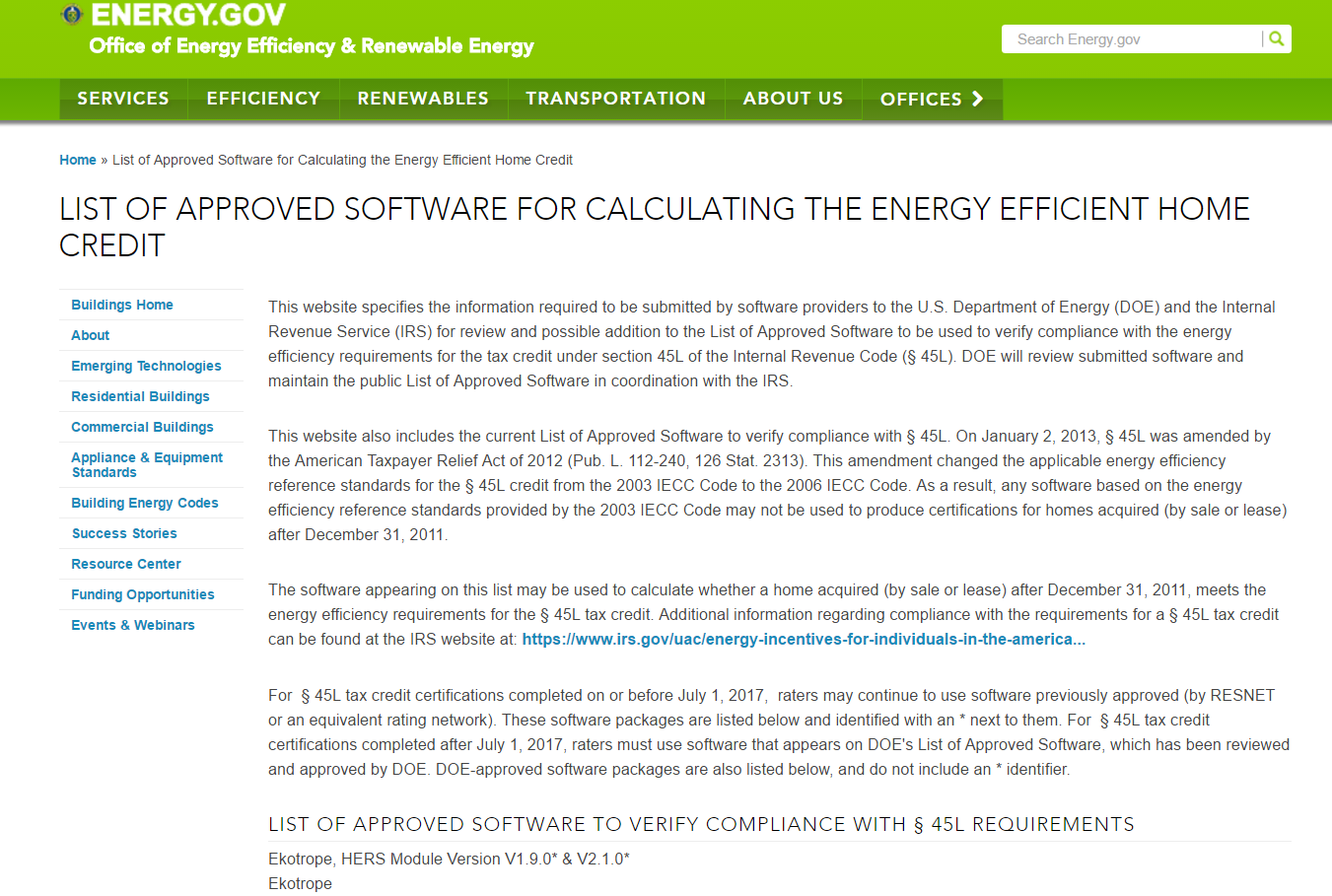 U.S. Department of Energy to Approve Software Tools to Calculate