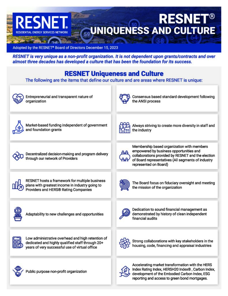 RESNET® Releases New Infographic on Organization's Uniqueness and ...